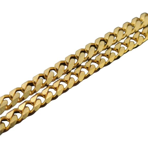 28" x 5mm 14K Gold Finish over 316L Stainless Steel Cuban Chain. - Picture 3 of 13